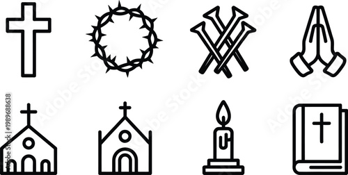 Christianity symbols icon set vector illustration with set offers a clean