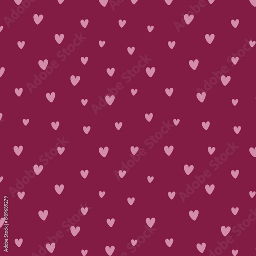 Heart seamless pattern. Repeating love background. Repeated scattered hearts for design prints. Scattering graphic motif. Repeat lattice. Randomly ornament. Decorative elements. Vector illustration