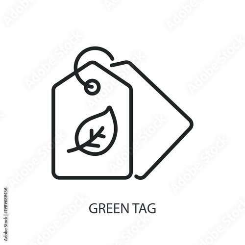 Green Tag thin line vector icons