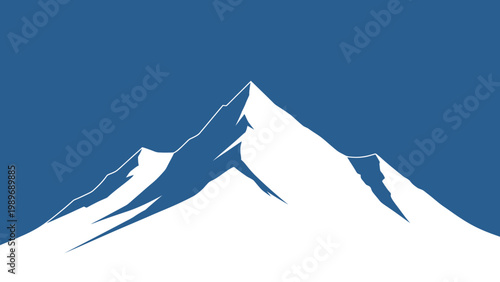 Majestic Snow-Capped Mountain Peak Against a Clear Blue Sky