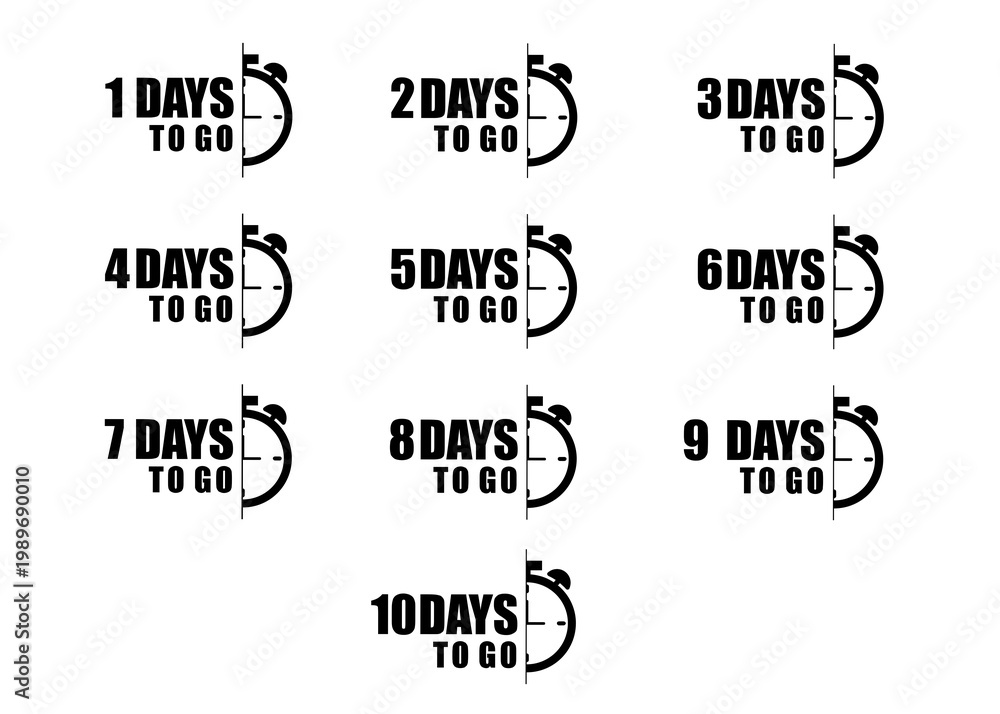 Obraz premium 10 Days Countdown Label Set Timer Badge Collection Vector