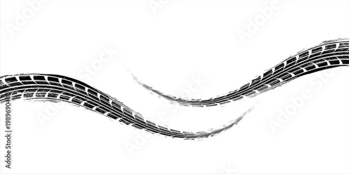 Black tire marks on road, Black rubber tire marks and tread marks, Tire trace track wheels texture and background,