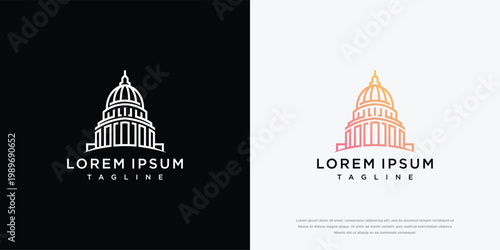 Modern Minimalist Capitol Building Logo with Gradient