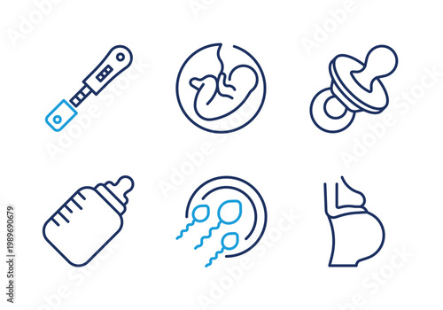 Pregnancy and Fertility thin line icon set. Minimal web icons