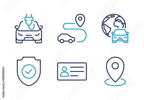 Vehicle Services and Navigation thin line icon set. Minimal web icons