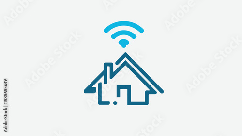 Smart home Wi-Fi icon representing internet connectivity, wireless technology, domestic automation, and modern living solutions