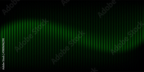 Dark green neon gradient ribbed glass. Vector ribbed glass texture background. Mesh gradient. acrylic ribbed bath surface. Reeded glass background semitransparent overlay. Bath wall window