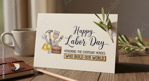 Labor day card with coffee and lavender a festive and relaxing holiday scene