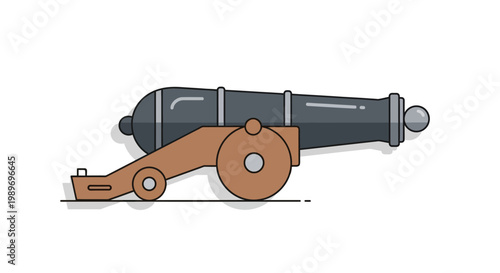 Vector illustration of a vintage cannon on white background