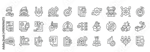 Agile Methodology Icon set Collection in Line Style. scrum, kanban, development, product, backlog, process