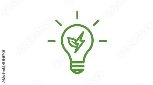 Green Energy and Sustainability Light Bulb Icon. Eco-Friendly Power Solution Symbol for Renewable Innovation Concept