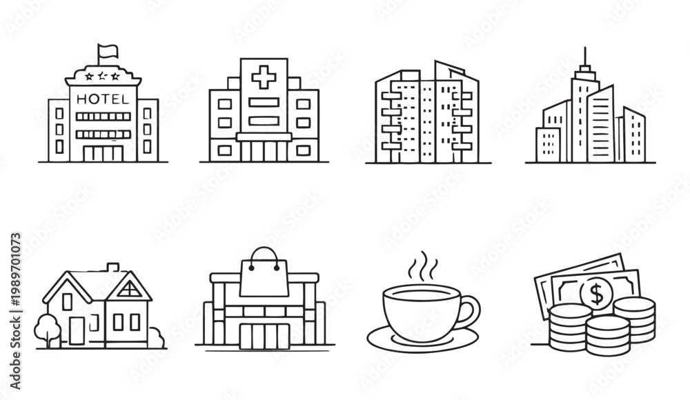 Obraz premium Urban Building and Finance Icon Set