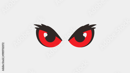 Intense red monster eyes vector illustration. Furious, aggressive, and menacing gaze conveying danger, anger, and vigilance.
