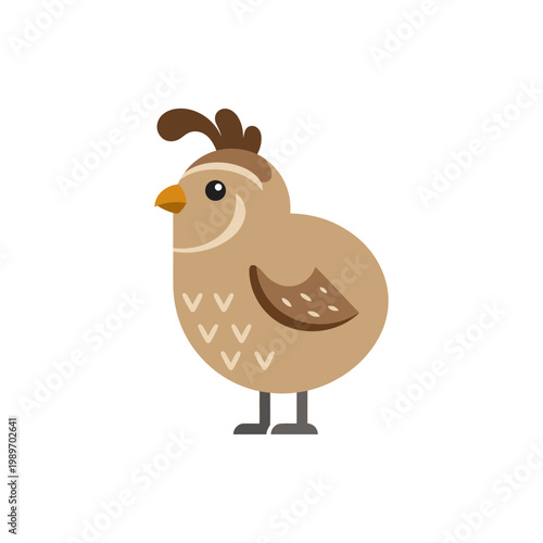 Quail bird icon, simple flat vector of small poultry farm animal.
