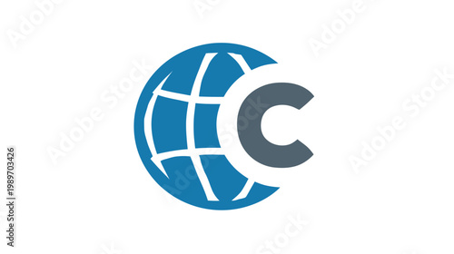 Abstract Blue Globe and Letter C Icon Logo Design for Global Business, International Communication, Network, and Connectivity