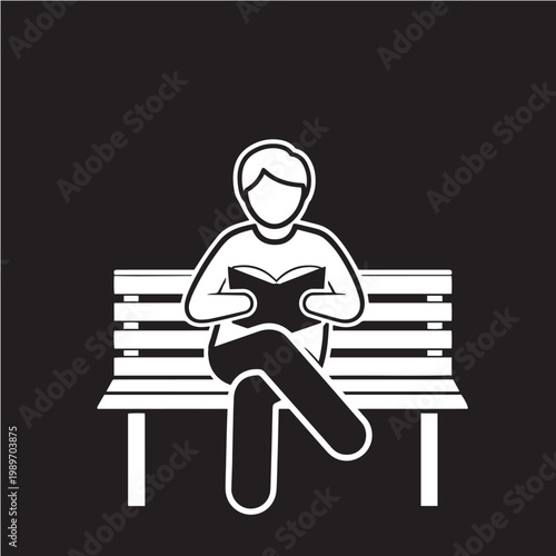 Person Reading on Bench – Minimalist Education Illustration