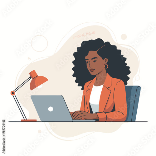 Flat of a woman D J mixing music in a studio flat woman DJ