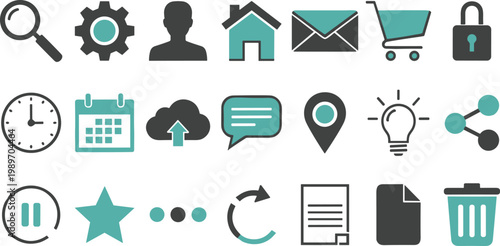 A collection of modern business and productivity icons on a clean white background