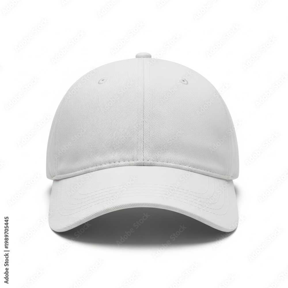 Fototapeta premium A white baseball cap on a plain white background