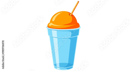 Orange slushy drink in a clear plastic cup with a straw