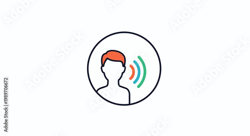 Person hearing sound waves head.