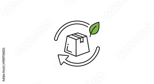 Recycling symbol with a box.