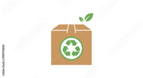 Recycling symbol on cardboard box.