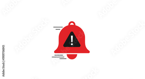Red alert warning bell icon symbol.