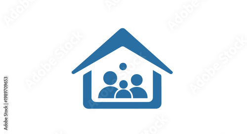 Family Inside a House Icon Symbol.