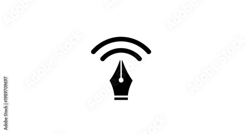 Fountain pen nib with wifi signal.