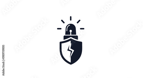 Security shield with alarm light icon.
