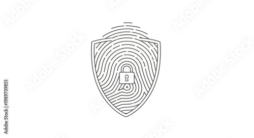 Shield with fingerprint and lock.