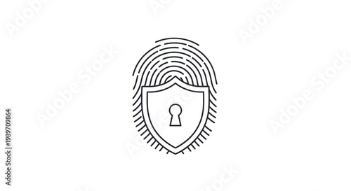 Shield with keyhole and fingerprint.