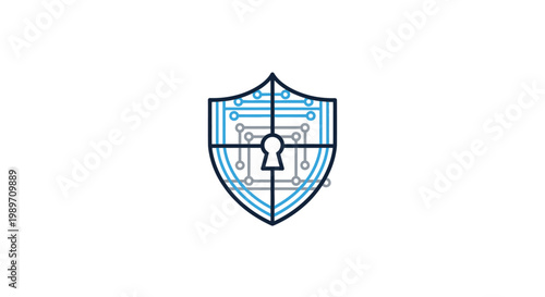 Shield with keyhole and grid lines.