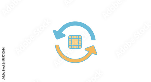 SIM card with circular arrows symbol.