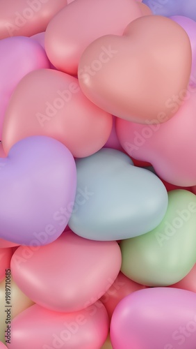 3D Colorful Heart Background Romantic Valentines Day Background