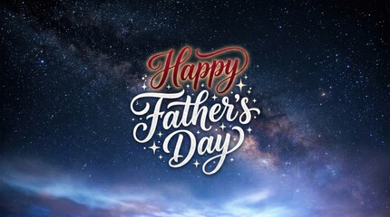 Cinematic Father's Day Title Design Against a Starry Night Sky Galaxy