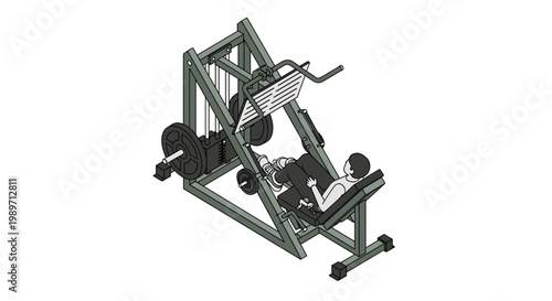 Man exercising on a leg press machine in a gym.