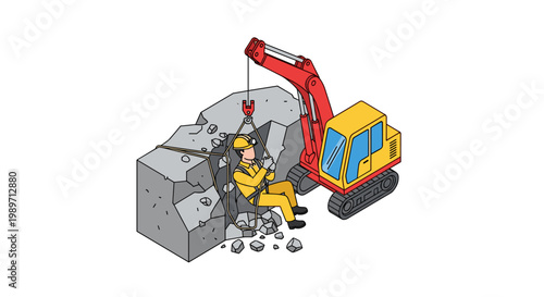 Excavator Rescues Man Trapped Under Rubble After Collapse.