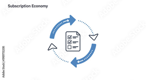 Subscription economy model with arrows.