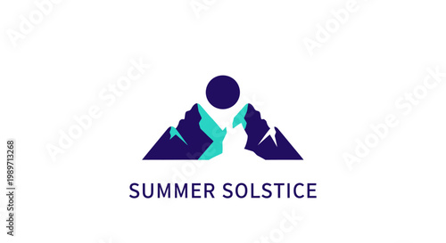 Summer Solstice Mountain Logo Design.