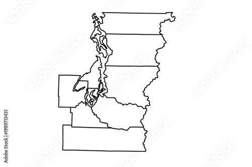 Greater Seattle Metropolitan Area Map – Extended Seattle Tacoma Bellevue Region Vector, Washington, USA
