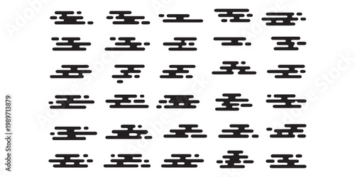 set of abstract geometric Chinese clouds, vector Traditional asian Japan liquid line cloud shape pattern collection, element icons, new year design cards, poster, banner, pattern, 