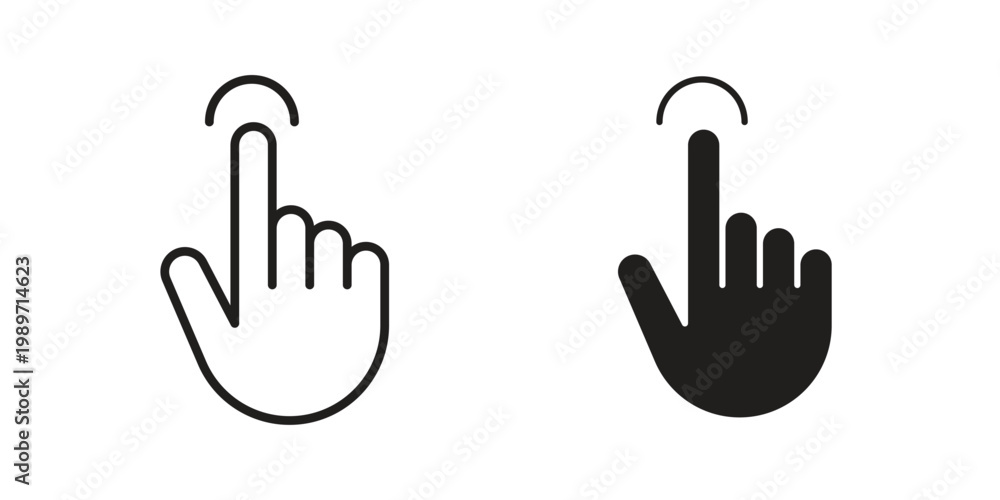 Fototapeta premium finger tap icon symbol. Vector outline drawing. Editable stroke.