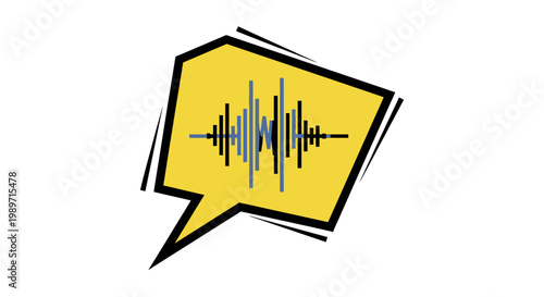 Yellow Speech Bubble with Audio Sound Wave Icon Isolated White Background