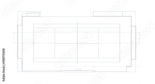 Architectural Blueprint of a Building Floor Plan on Isolated White Background