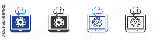 cloud computing system icon set multiple style collection	
