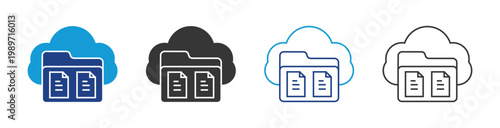 cloud database icon set multiple style collection	
