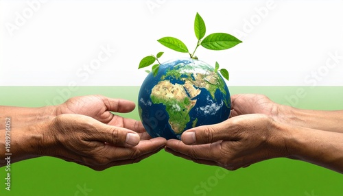 Hands Holding Globe with Leaves
