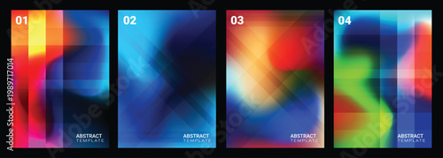 Set of abstract posters. Soft blurred backgrounds. Gradient stripes. Defocused color templates for creative graphic design. Vector illustration.